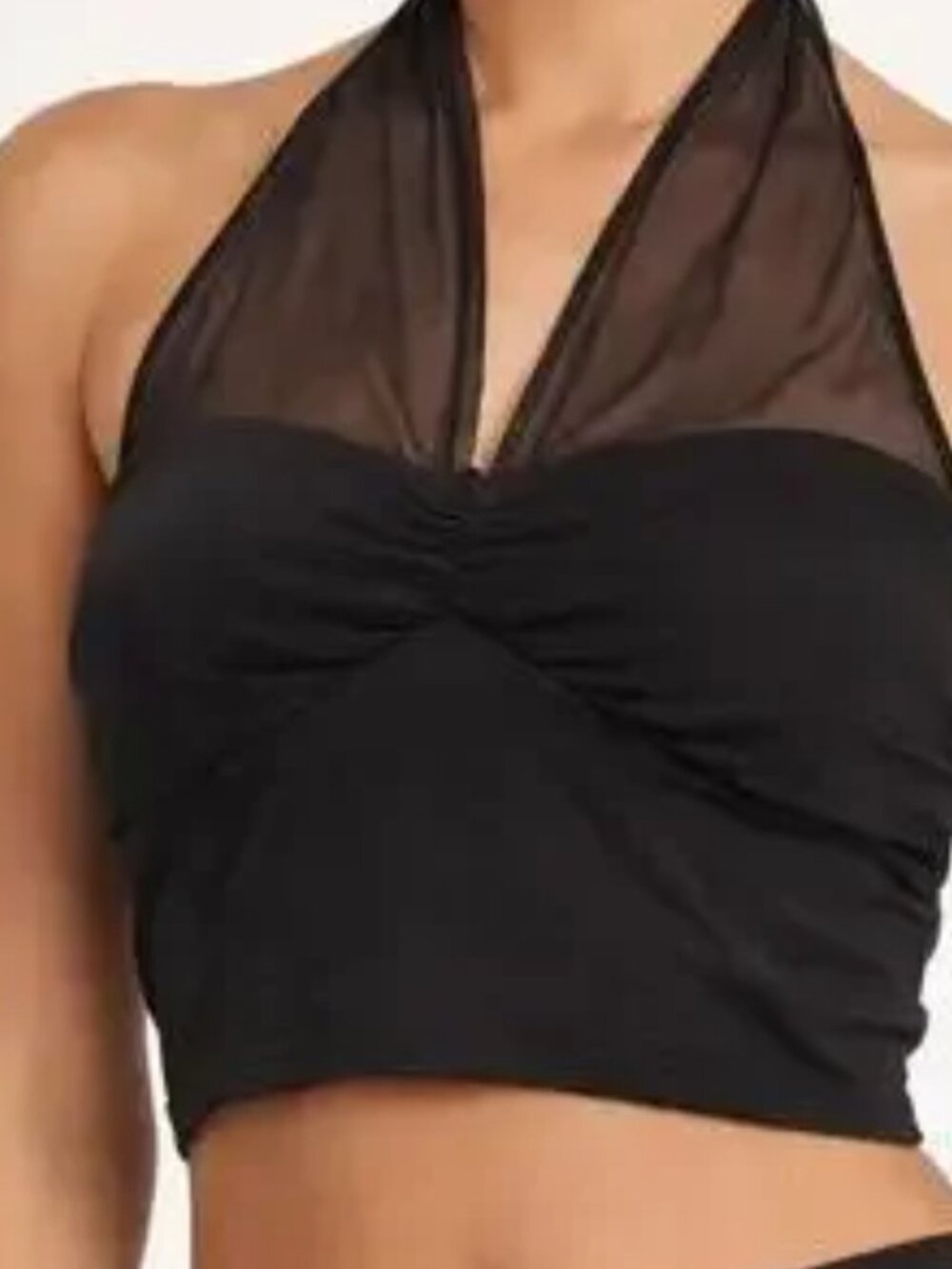 Halara small black tank with lace tie up top with multiple ways to style